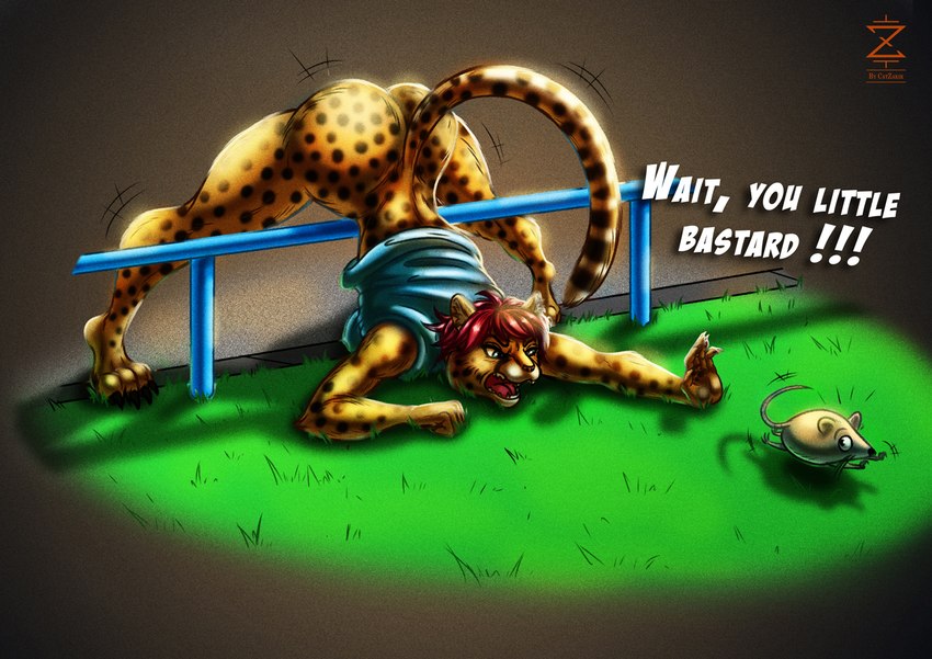 anthro ass_up butt female grass jack-o'_pose mouse_tail plant pose predator/prey catzakir canna cheetah felid feline mammal