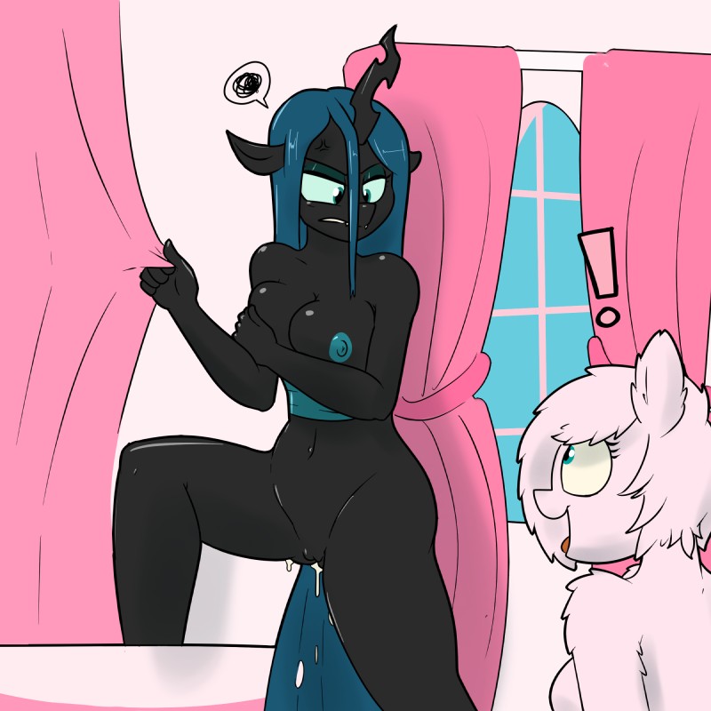 fan character, fluffle puff, and queen chrysalis (friendship is magic and etc) created by strangerdanger