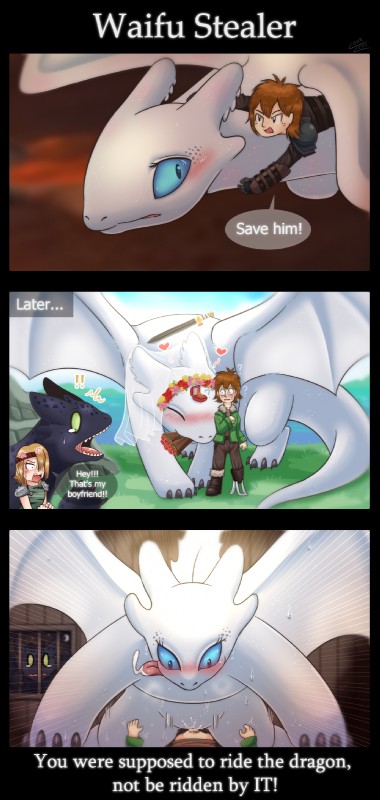 astrid hofferson, hiccup horrendous haddock iii, nubless, and toothless (how to train your dragon and etc) created by vavacung