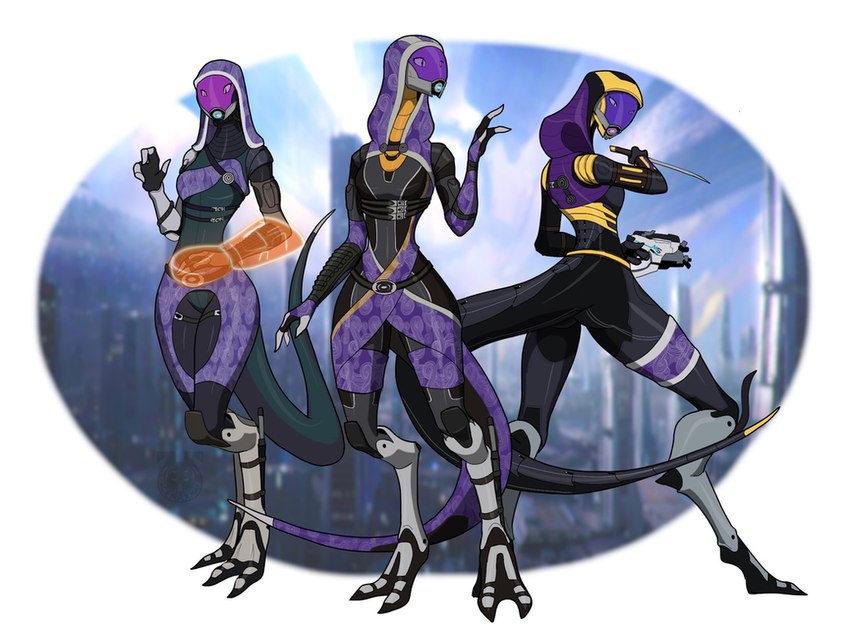 anthro clothing curvy_figure digitigrade female gun knife mask ranged_weapon solo standing tight_clothing weapon spacemaxmarine bioware divinity:_original_sin_2 divinity_(series) electronic_arts mass_effect tali'zorah alien alien_humanoid humanoid lizard lizard_(divinity) lizardman quarian reptile scalie 4:3