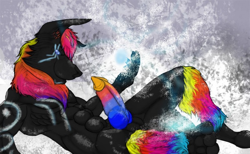 dark erection genitals glowing ice male markings nude penis rainbow snow solo tattoo silver_shadowheart alatyn-necros_werewolf colorful_theme