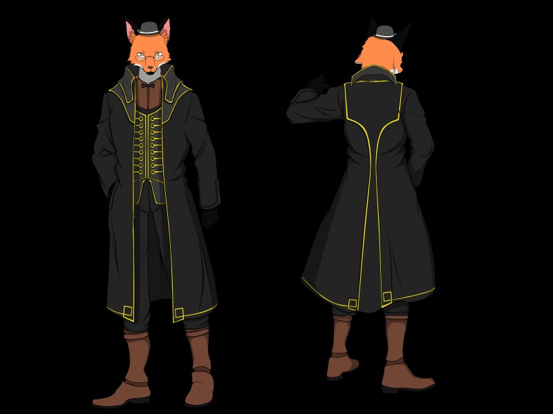 anthro bowler_hat classy clothing coat corvo cosplay eyewear front_and_back fur hat hat_band headgear headwear male smile solo suit topwear blek_catanggo arkane_studios dishonored microsoft dis_the_fox canid canine fox mammal 4:3 absurd_res alpha_channel digital_media_(artwork) hi_res