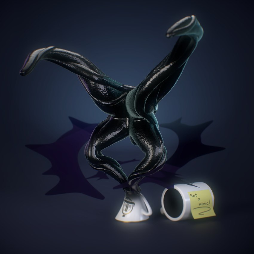 4_legs ambiguous_feral ambiguous_gender attack black_background black_body black_skin container cup faceless feral mid_transformation mug not_furry post-it_note raised_leg simple_background solo text ian_ng microsoft prey_(2017) alien typhon_(species) 1:1 2021 3d_(artwork) colored digital_media_(artwork) english_text hi_res shaded zbrush_(artwork)