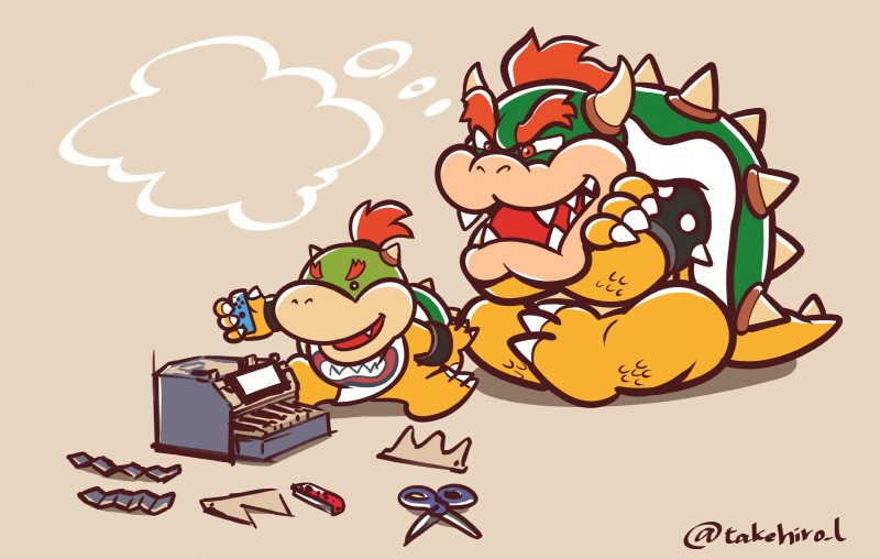 anthro claws controller duo electronics game_console game_controller hair horn male red_hair scissors shell short_hair takehiro_l mario_bros nintendo nintendo_labo nintendo_switch bowser bowser_jr. koopa scalie 2018 absurd_res hi_res signature father_(lore) father_and_child_(lore) father_and_son_(lore) parent_(lore) parent_and_child_(lore) parent_and_son_(lore) son_(lore)