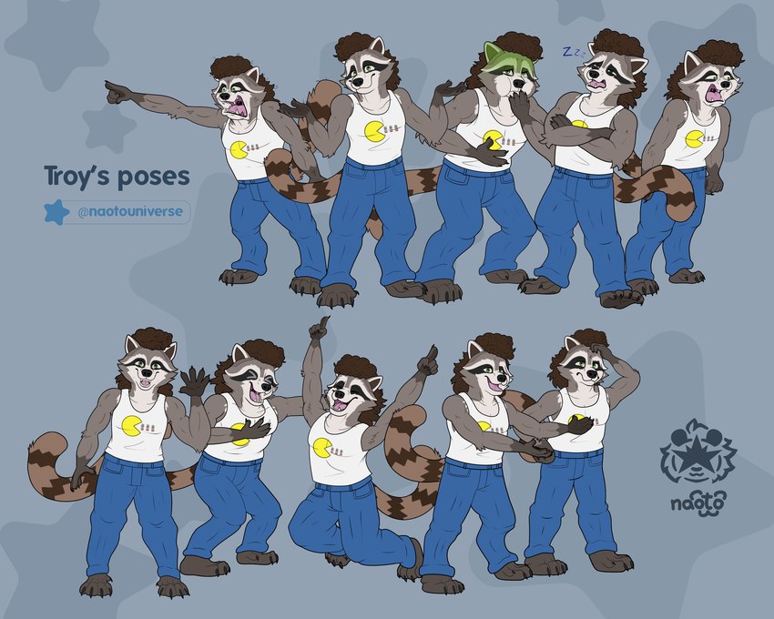 angry anthro arms_out biped bored cheerful confusion explaining gesture hand_gesture happy ill laugh male male_anthro multiple_poses nausea pointing pose shrug sleeping solo waving waving_at_viewer waving_hand yelling naoto vtuber mammal procyonid raccoon 5:4 hi_res