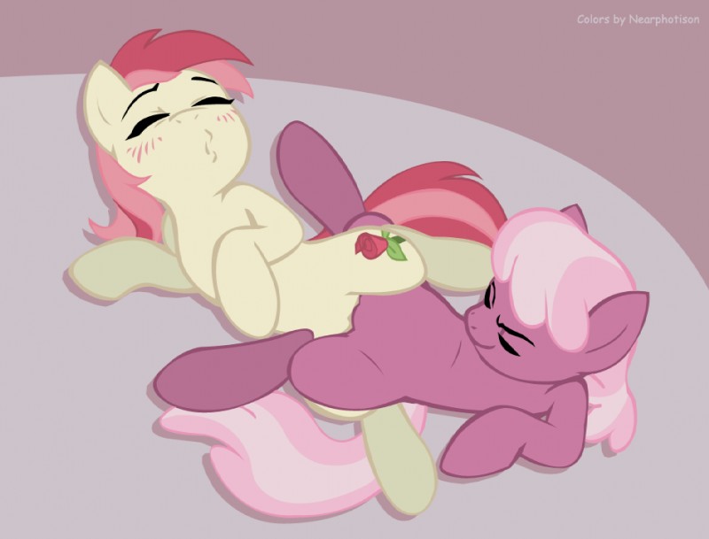 blush duo female female/female feral feral_on_feral intraspecies obscured_genitals obscured_sex obscured_tribadism obscured_vaginal sex tribadism vaginal megasweet nearphotison third-party_edit friendship_is_magic hasbro my_little_pony cheerilee_(mlp) rose_(mlp) equid equine horse mammal pony color_edit colored