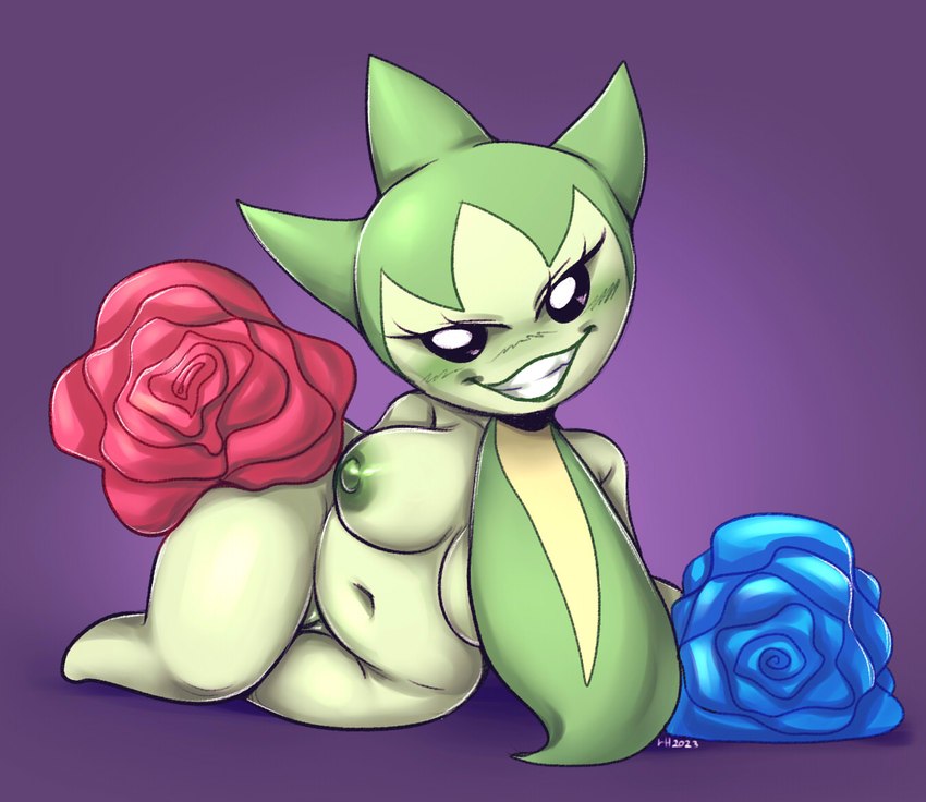 areola big_breasts breasts female flower genitals green_areola green_body green_nipples green_skin grin looking_at_viewer lying nipples noseless not_furry nude on_side plant pokemorph purple_background pussy short_stack simple_background slightly_chubby slightly_chubby_female smile solo skye3337 nintendo pokemon elemental_creature elemental_humanoid flora_fauna flower_creature flower_humanoid generation_3_pokemon humanoid plant_humanoid pokemon_(species) roselia 2023 full-length_portrait portrait