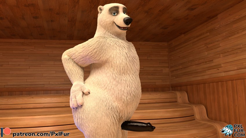 anthro blue_eyes erection genitals male paws penis solo conditional_dnp pxlfur bear mammal polar_bear ursine 16:9 3d_(artwork) digital_media_(artwork) hi_res widescreen