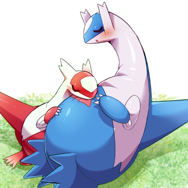 ambiguous_gender blush duo eyes_closed open_mouth sleeping ecru_(artist) nintendo pokemon generation_3_pokemon latias latios legendary_pokemon pokemon_(species) 1:1