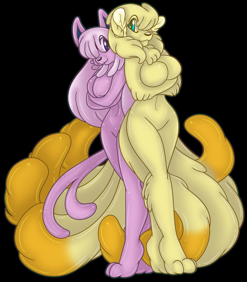 anthro arms_crossed_under_breasts breasts duo featureless_breasts featureless_crotch female female/female glistening glistening_body goo_transformation multi_tail navel_line slime tail transformation aakashi nintendo pokemon rose_(rismic) summer_(rismic) eeveelution espeon generation_1_pokemon generation_2_pokemon goo_creature ninetales pokemon_(species) alpha_channel