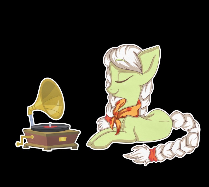 braided_hair eyes_closed female feral gramophone grey_hair hair record record_player scarf simple_background solo transparent_background sprinklespegasister friendship_is_magic hasbro my_little_pony granny_smith_(mlp) earth_pony equid equine horse mammal pony 2013 absurd_res alpha_channel hi_res