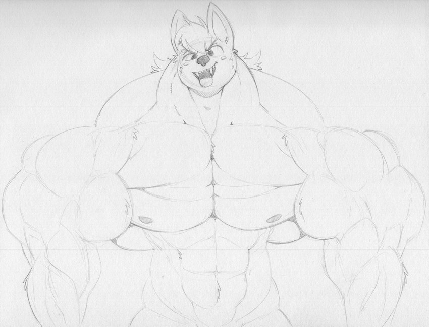 abs anthro big_muscles blush eyebrows fangs hair huge_muscles inner_ear_fluff male muscular muscular_anthro muscular_male navel nipples open_mouth solo teeth tongue tongue_out tuft sbshouseofpancakes cartoon_network summer_camp_island max_(sci) bat mammal monochrome sketch traditional_media_(artwork)