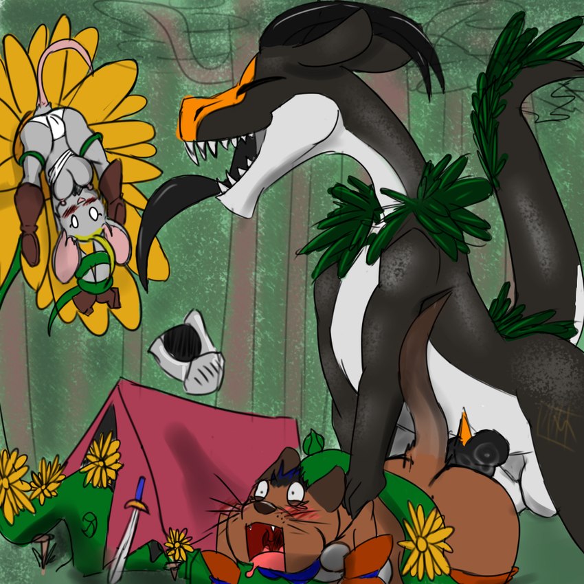 ambush anal anthro black_insides camp clothed clothing dandelion female feral flower forest group imminent_rape imminent_sex male male/female male/male outside painal partially_clothed plant queue restrained size_difference tail tent tree trio undressing weapon notactuallyhere mythology endee_(character) dragon mammal mouse murid murine mustelid mythological_creature mythological_scalie otter rodent scalie flora_(disambiguation) 1:1