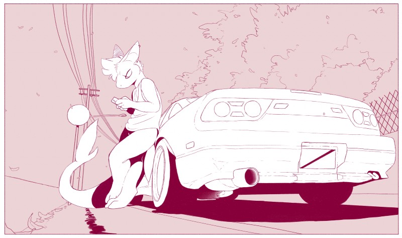 240sx anthro border bottomless car clothed clothing hair male outside plant simple_background solo sports_car standing topwear tree vehicle white_border backsash nissan sash_(backsash) fish marine shark 2019 absurd_res digital_media_(artwork) hi_res monochrome sketch