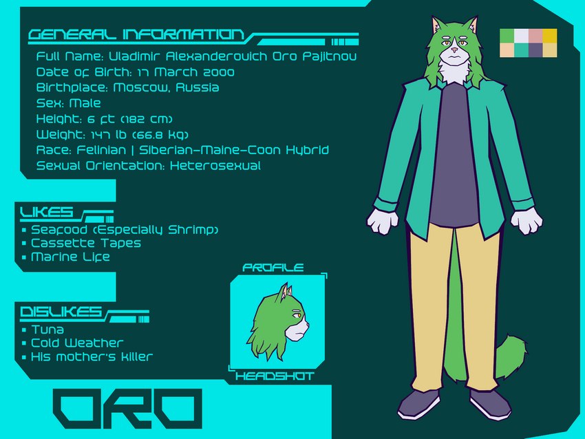 anthro fur green_body green_fur male hot_knives oro_(hot_knives) domestic_cat felid feline felis maine_coon mammal siberian 4:3 hi_res