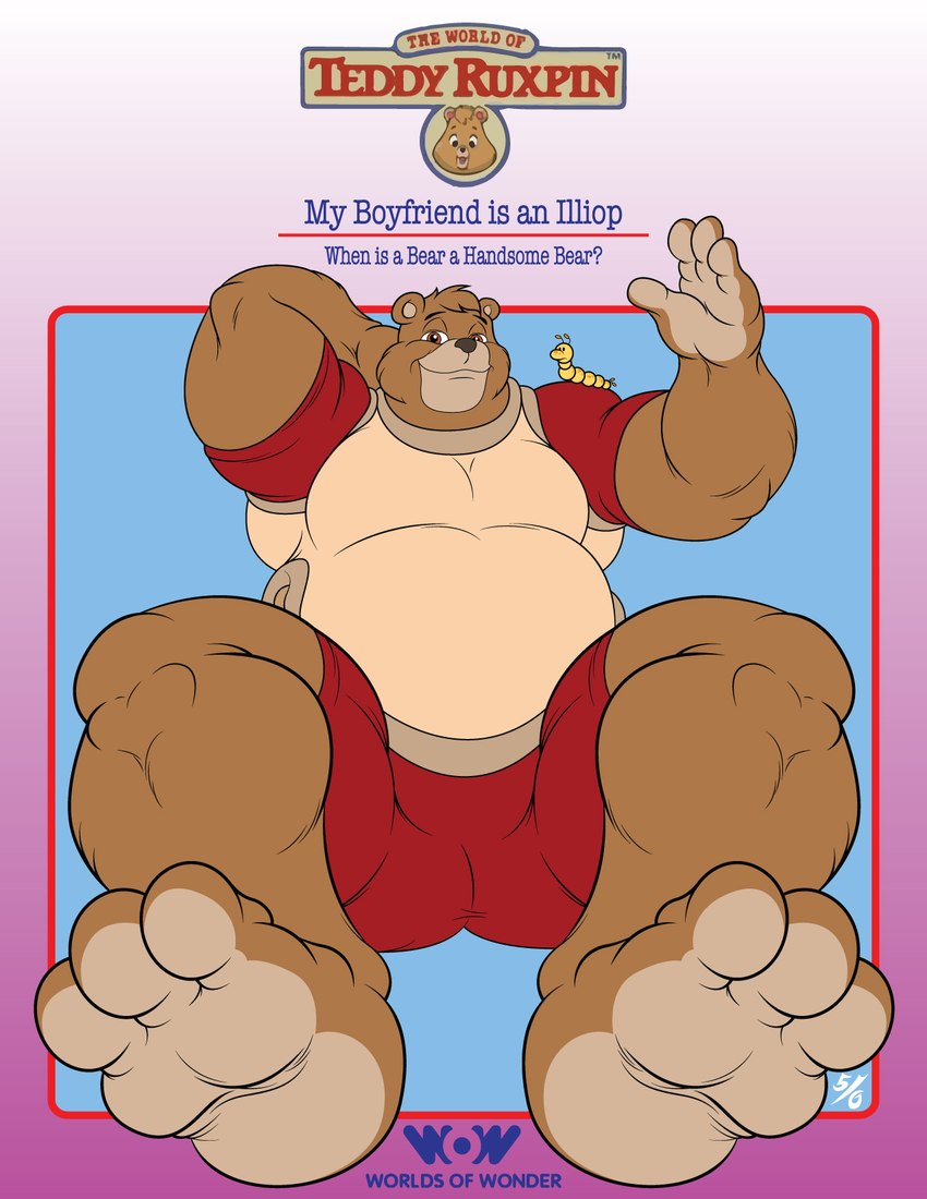 anthro burly duo feet hand_behind_head larva male musclegut muscular open_hand smile soles toes trademark wide_hips 50percentgrey teddy_ruxpin_(series) grubby teddy_ruxpin arthropod bear grub_(insect) insect mammal ursine himbo book_cover cover hi_res