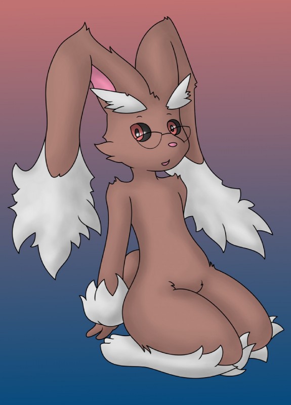 anthro biped eyewear glasses looking_at_viewer male open_mouth red_eyes solo yorusagi nintendo pokemon generation_4_pokemon lagomorph lopunny mammal pokemon_(species) 2016 hi_res