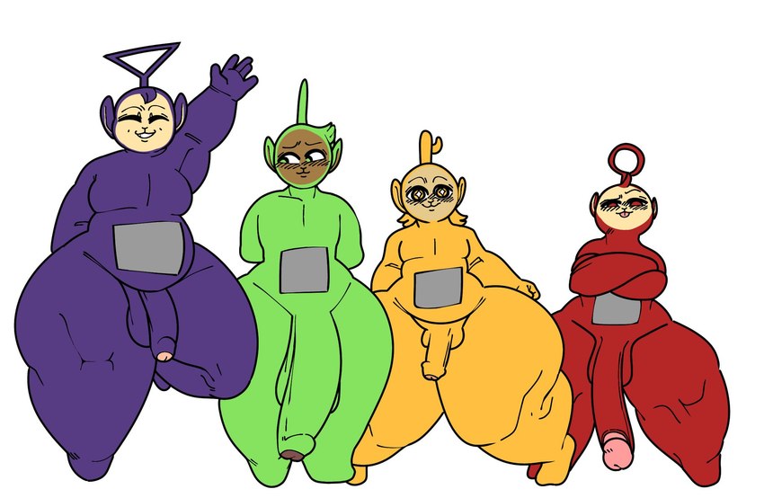 balls big_balls big_butt big_penis butt curvy_figure foreskin genitals glans group male not_furry penis size_difference slightly_chubby slightly_chubby_male small_balls small_penis thick_thighs voluptuous what wide_hips megoko teletubbies dipsy_(teletubbies) laa-laa_(teletubbies) po_(teletubbies) tinky_winky_(teletubbies) alien alien_humanoid humanoid teletubby hi_res