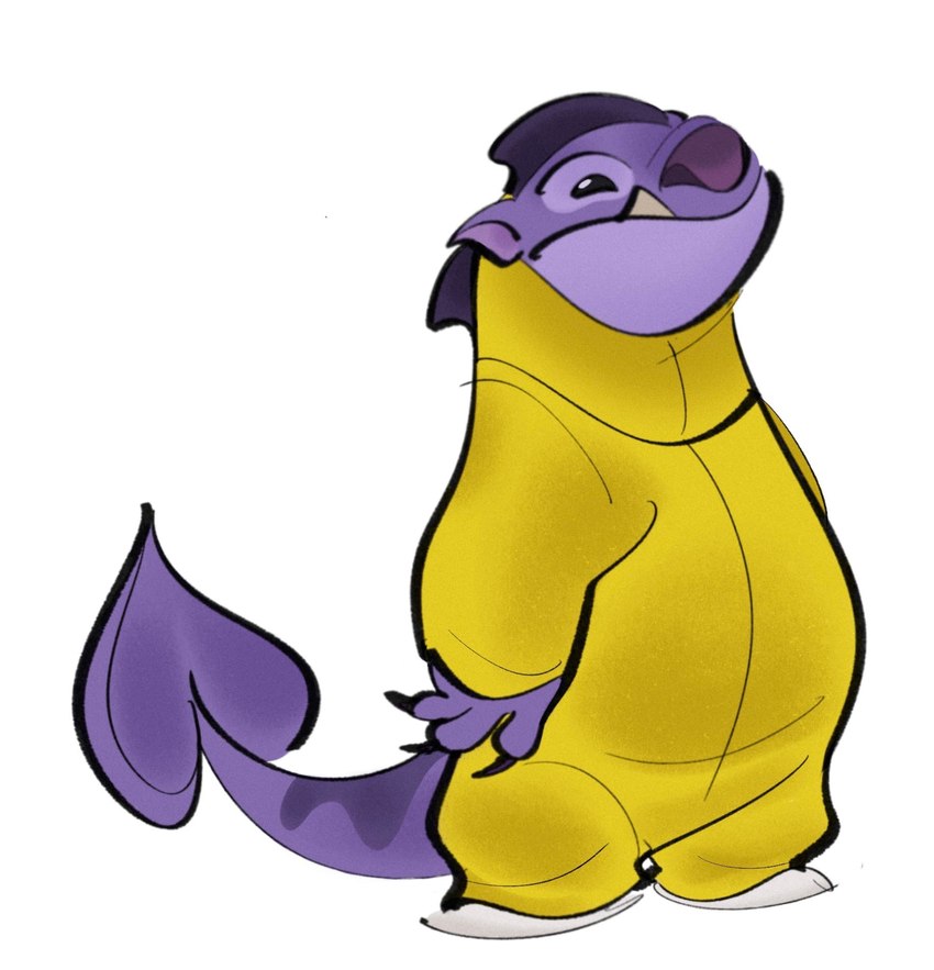 anthro black_eyes claws clothed clothing footwear markings outline pajamas purple_body purple_claws purple_nose shoes simple_background slightly_chubby slightly_chubby_anthro slippers solo spade_tail standing tail tail_markings underbite white_background yellow_clothing yellow_pajamas velyash disney lilo_and_stitch richter_(lilo_and_stitch) alien experiment_(lilo_and_stitch) 2022 colored_sketch digital_media_(artwork) hi_res sketch