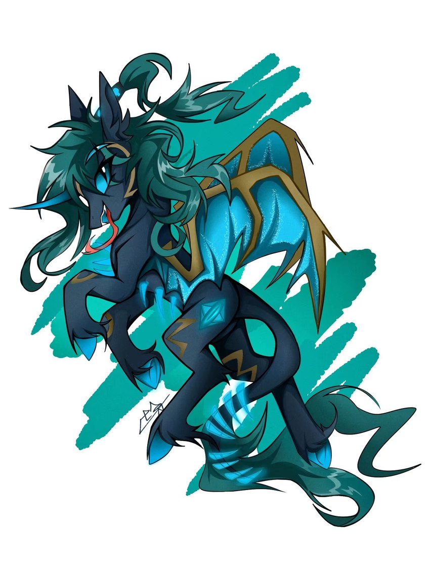 blue_eyes dargon feral hair horn long_hair long_tongue male ponytail tail tongue unknown_artist friendship_is_magic hasbro my_little_pony mythology fan_character dragon equid equine horse hybrid mammal mythological_creature mythological_equine mythological_scalie pony scalie unicorn hi_res