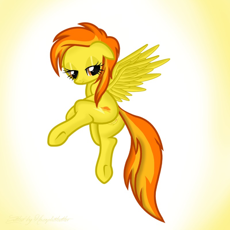 alternate_hairstyle anus brown_eyes butt clothing cutie_mark feathered_wings feathers female feral gradient_background hair legwear looking_at_viewer looking_back nude raised_wings simple_background solo vaginal wings yellow_body yellow_feathers hisexpliciteditor pyruvate third-party_edit friendship_is_magic hasbro my_little_pony mythology spitfire_(mlp) wonderbolts_(mlp) equid equine mammal mythological_creature mythological_equine pegasus 1:1 2015 hi_res