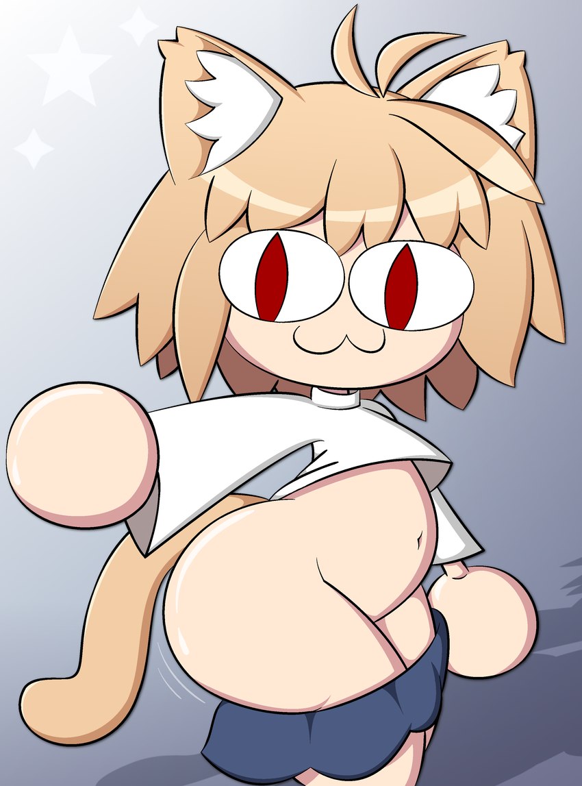 :3 belly big_butt blonde_hair bottomless bottomwear butt clothed clothing female flat_chested hair inner_ear_fluff looking_at_viewer navel red_eyes shirt skirt slightly_chubby solo thick_thighs topwear tuft undressing white_body white_skin zinzoa tsukihime type-moon neco-arc animal_humanoid cat_humanoid felid felid_humanoid feline feline_humanoid humanoid mammal mammal_humanoid 2024 absurd_res digital_media_(artwork) hi_res