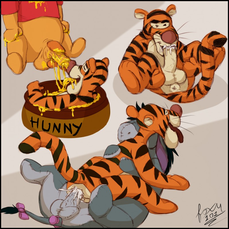 eeyore, pooh bear, and tigger (winnie the pooh (franchise) and etc) created by foxy101