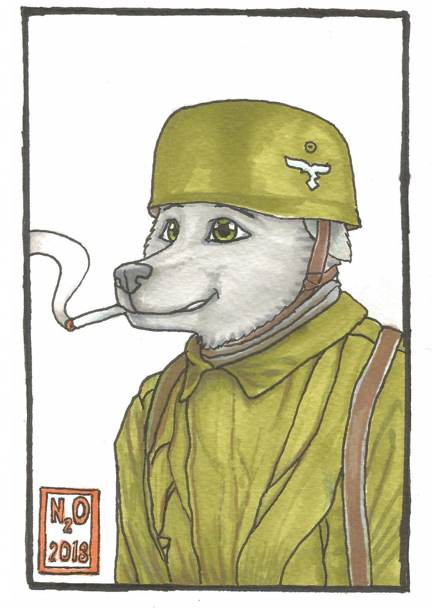 anthro german male nazi paratrooper solo world_war_2 n2o canid canine canis mammal wolf hi_res