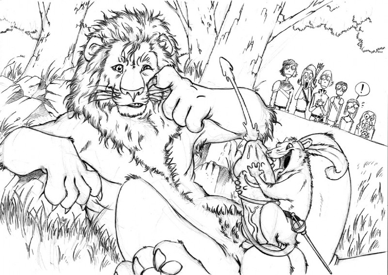 aslan and reepicheep (chronicles of narnia) created by furryrevolution