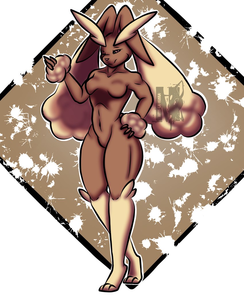 anthro breasts female medium_breasts solo arts-la-huska nintendo pokemon generation_4_pokemon lopunny pokemon_(species) absurd_res hi_res