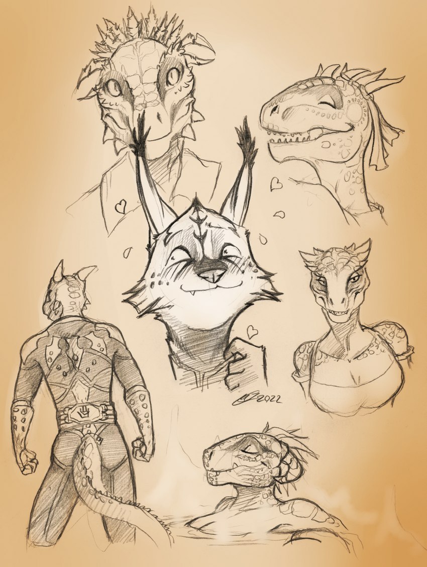 anthro blush duo female heart_symbol horn male partially_submerged rear_view scales tufted_ears danogambler bethesda_game_studios microsoft skyrim the_elder_scrolls aardesh keerava shahvee talen-jei veezara argonian felid feline khajiit mammal scalie 2022 hi_res