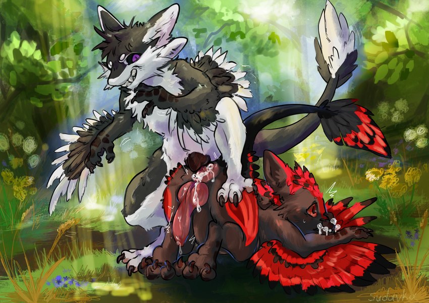 3_fingers 3_toes 4_ears all_the_way_through amazing_background anal anal_knotting anal_penetration angry angry_sex animal_genitalia animal_penis animal_pussy anthro anus ass_up belly big_belly big_knot big_penis big_pussy big_tail biped black_body black_claws black_feathers black_finger_claws black_fur black_pussy black_sclera black_toe_claws bodily_fluids butt canine_genitalia canine_penis canine_pussy claws clenched_teeth countershade_fur countershade_torso countershading covering covering_mouth cum cum_from_mouth cum_in_ass cum_in_mouth cum_inflation cum_inside cum_on_anus cum_overflow cum_through detailed_background digitigrade duo emanata erection feathered_wings feathers feet finger_claws fingers flower forced forest from_behind_position fur genital_fluids genital_slit genitals hair head_down head_down_ass_up huge_penis imminent_unknotting inflation intersex intersex/male intersex_penetrating intersex_penetrating_male intravaginal_penis knot knot_pull knot_tugging knotted_penis knotting leaking_cum leg_on_butt light light_beam long_tail male male_penetrated maleherm maleherm/male maleherm_penetrating maleherm_penetrating_male markings motion_lines mounting multi_ear multicolored_body nature nature_background nude orgasm outside pawpads paws penetration penile penis pink_anus pink_pawpads pink_penis plant plump_labia pond puffy_genital_slit purple_eyes pussy raised_leg raised_tail rape red_body red_feathers red_markings scuted_arms scuted_legs scutes semi-anthro sex smug sunbeam sunlight surprised_expression tail talons teeth teeth_showing text throbbing throbbing_penis toe_claws toes tree tuft turned_around underfluffies wheat white_body white_feathers white_fur winged_arms wings sudavka fyr_(fenrir784) iamerr0r404 avali avian bird 2025 absurd_res colored detailed digital_drawing_(artwork) digital_media_(artwork) english_text full-length_portrait hi_res portrait shaded signature