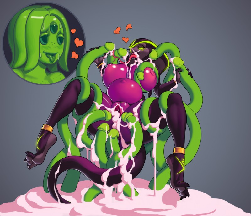 anthro big_breasts bodily_fluids breasts butt claws consentacles cum cum_inflation cum_inside duo excessive_cum excessive_genital_fluids eyebrows eyelashes feet female genital_fluids green_body green_skin heart_symbol humanoid_feet inflation licking nipples non-mammal_breasts non-mammal_nipples nude plantigrade sex snake_hood tentacles toe_claws tongue tongue_out kruth666 kanoth qhala cobra reptile scalie snake 2016 digital_media_(artwork) hi_res