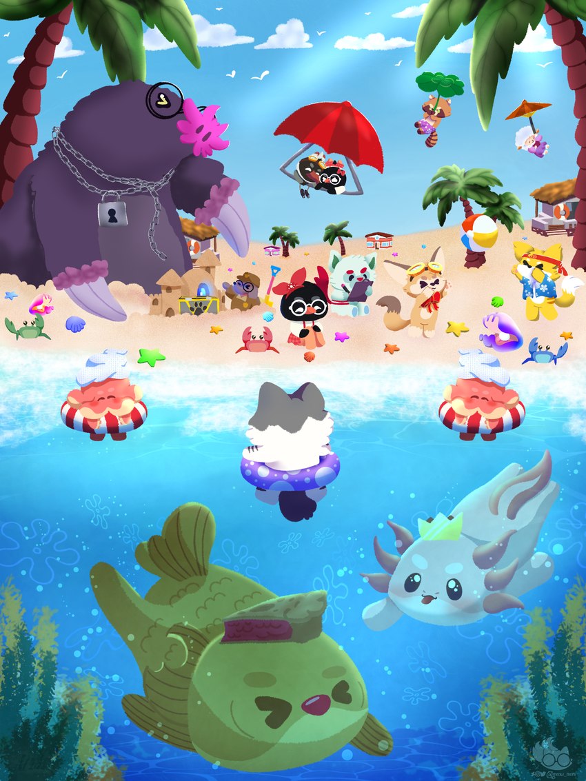 :3 accessory algae ambiguous_gender anthro barefoot beach beach_background beak binoculars black_body black_feathers black_nose black_tail blep blue_clothing blue_shirt blue_topwear blush bow_ribbon bow_tie brown_body brown_clothing brown_ears brown_fur brown_hat brown_headwear brown_markings brown_pawpads brown_shirt brown_stripes brown_tail_tip brown_topwear building buried chain chain_necklace chest_(container) claws clipboard clothing cloud clover_(plant) crown deviantart_logo dipstick_tail dress ear_fins eyebrows eyes_closed eyewear face_tentacles feathers featureless_feet featureless_hands feet feral fin finger_claws floatie floral_print floral_shirt fur gem gesture glasses glider gliding glistening glistening_eyes goggles green_body green_eyes green_inner_ear grey_body grey_claws grey_feathers grey_fur grey_pawpads group hair_accessory hair_bow hair_ribbon hand_gesture hand_on_knee hand_on_leg hand_on_own_knee hand_on_own_leg hands_on_knees hands_on_legs hat headband headgear headwear holding_clipboard holding_clover holding_object holding_pen holding_umbrella inflatable instagram_logo jewelry life_ring lock long_claws markings multicolored_body multicolored_fur necklace notched_fin orange_legs outside padlock palm_tree pattern_clothing pattern_swimwear pawpads pearl_(gem) pen pie_(food) pie_slice pincers pink_body pink_nose plant pointing pointing_at_another purple_body purple_clothing purple_dress purple_fur purple_swimming_trunks purple_swimwear red_beak red_body red_bow_tie red_clothing red_dress red_eyebrows red_hair_bow red_headband red_nose ribbons round_glasses sand sand_castle scales sculpture shirt shovel sitting sitting_on_ground size_difference sky spots spotted_clothing spotted_swimwear striped_arms striped_body striped_fur striped_markings striped_tail stripes swim_ring swimming swimming_trunks swimwear tail tail_fin tail_markings tan_body tan_fur tan_inner_ear tentacles tongue tongue_out tools topwear tree triangle_nose twitter_logo two_tone_body two_tone_fur umbrella underwater underwater_scenery water white_body white_clothing white_eyebrows white_fur white_inner_ear white_shirt white_skin white_spots white_tail_tip white_topwear white_wool wool_(fur) yellow_body yellow_fur yellow_scales meow-moni deviantart pixile_studios super_animal_royale twitter ambient_sealife ambient_starfish amphibian arthropod asterozoan avian axolotl bird bivalve bovid canid canine canis caprine cephalopod clam coleoid crab crustacean decapoda domestic_cat echinoderm eulipotyphlan felid feline felis fennec_fox fish fox malacostracan mammal marine mole_(animal) mole_salamander mollusk octopodiform octopus penguin raccoon_dog salamander sheep star-nosed_mole starfish tanuki true_fox wolf 2024 3:4 absurd_res colored hi_res lineless shaded watermark