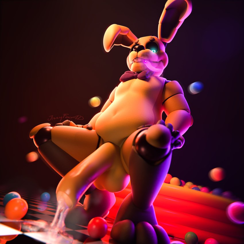 anthro balls big_penis bodily_fluids bow_tie cum ejaculation erection floppy_ears genital_fluids genitals humanoid_genitalia humanoid_penis large_tongue looking_at_viewer machine male nude penis smile solo tongue tongue_out yellow_body jizzyfox five_nights_at_freddy's into_the_pit scottgames spring_bonnie_(fnaf) animatronic lagomorph leporid mammal rabbit robot robot_anthro 1:1 2024 3d_(artwork) absurd_res blender_(artwork) digital_media_(artwork) hi_res watermark