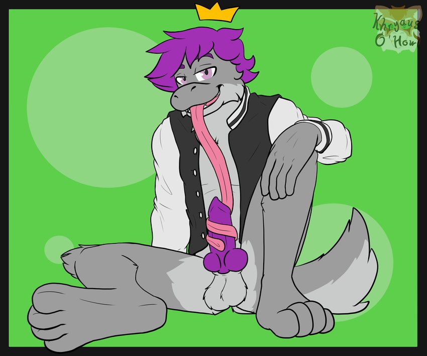 anthro autotonguejob balls clothed clothing erection fur genitals hair long_tongue looking_at_viewer male masturbation oral oral_masturbation paws penis sex simple_background smile smug solo tail tentacle_tongue tentacles tongue tongue_out topwear khryaus_o'howl_(artist) nintendo king_(crmlcd) 6:5 absurd_res digital_media_(artwork) hi_res