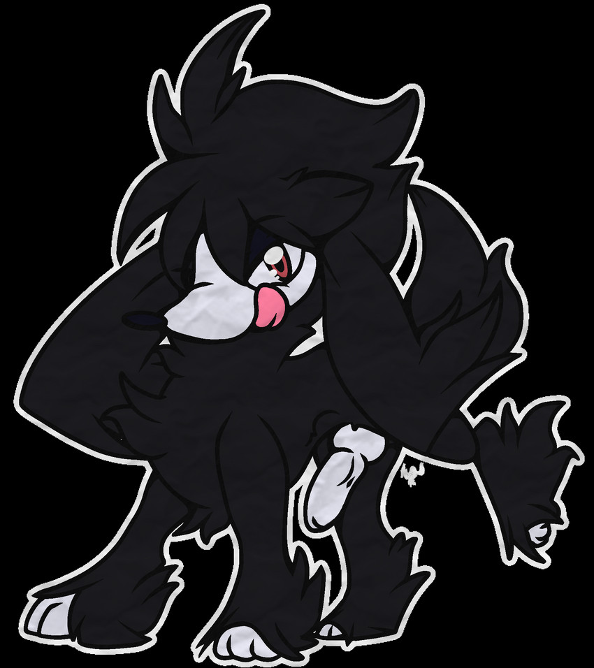 black_body black_fur erect_tail erection feral fur knot licking licking_lips licking_own_lips male red_eyes self_lick solo tail tongue tongue_out white_body white_paws white_skin sparklepupfaeri nintendo pokemon furfrou generation_6_pokemon natural_furfrou pokemon_(species) shiny_pokemon alpha_channel hi_res