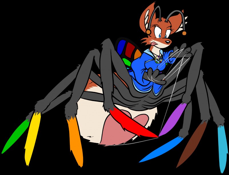 antennae_(anatomy) female heart_symbol multi_tail rainbow simple_background sparklefur spider_web tail transparent_background virmir alynna arachnid arachnid_taur arthropod arthropod_taur canid canine fairy fox mammal spider spider_taur taur alpha_channel hi_res