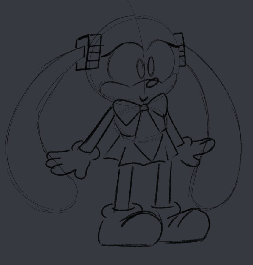 4_fingers anthro bottomwear bow_tie clothed clothing cosplay cross-eyed crossover_cosplay electronics eyelashes female fingers footwear gloves grey_background handwear headgear headphones headset long_ears necktie shoes simple_background skirt sleeveless_shirt smile solo standing miwwie classic_sonic_(universe) idw_publishing sega sonic_the_hedgehog_(comics) sonic_the_hedgehog_(idw) sonic_the_hedgehog_(series) vocaloid cyber_singer_mika feels_the_rabbit hatsune_miku lagomorph leporid mammal rabbit black_and_blue crossover digital_drawing_(artwork) digital_media_(artwork) greyscale guide_lines hi_res monochrome sketch