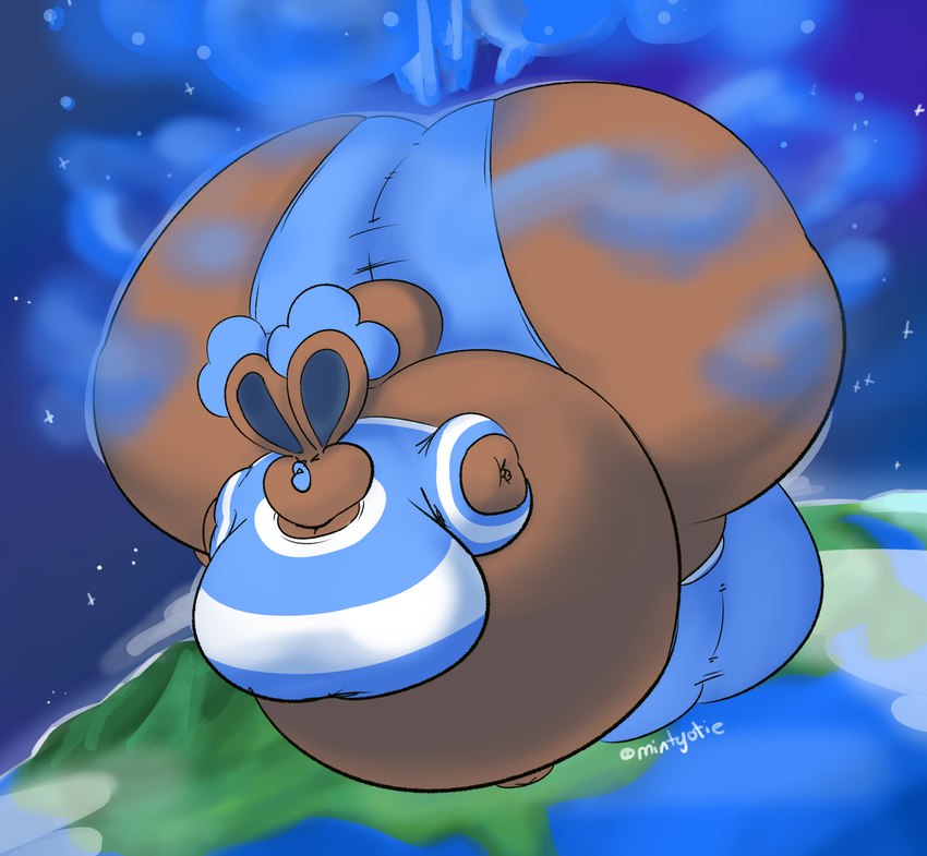 anthro belly belly_expansion belly_inflation big_belly big_bulge big_butt big_tail blue_body blue_clothing blue_crop_top blue_fart blue_fart_cloud blue_fur blue_inner_ear blue_legwear blue_lips blue_panties blue_shirt blue_stockings blue_topwear blue_underwear body_inflation brown_body brown_ears brown_tail bulge bulge_expansion butt butt_expansion clothing crop_top detailed_bulge earth expansion eyes_closed fart fart_cloud fart_fetish femboy floating fur genital_expansion huge_belly huge_bulge huge_butt huge_lips huge_tail hyper hyper_belly hyper_bulge hyper_butt hyper_inflation hyper_moobs immobile inflation inflation_fetish legwear lips male moob_expansion navel outie_navel panties pattern_clothing pattern_legwear pattern_stockings planet scut_tail shirt short_tail solo space star stockings striped_clothing striped_crop_top striped_legwear striped_stockings stripes tail tight_clothing topwear underwear white_clothing white_crop_top white_legwear white_stockings white_topwear mintyotie nintendo pokemon ethan_(reathe) generation_4_pokemon lopunny pokemon_(species) 2023 colored digital_media_(artwork) hi_res shaded signature