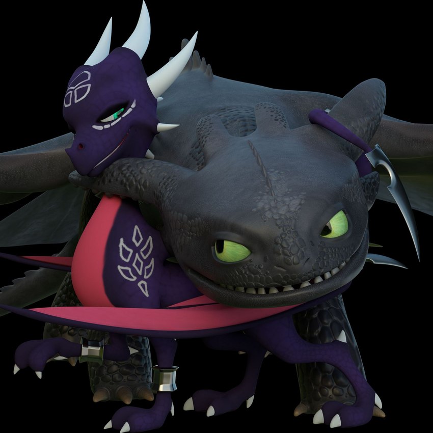 cynder and toothless (how to train your dragon and etc) created by wingsandfire72