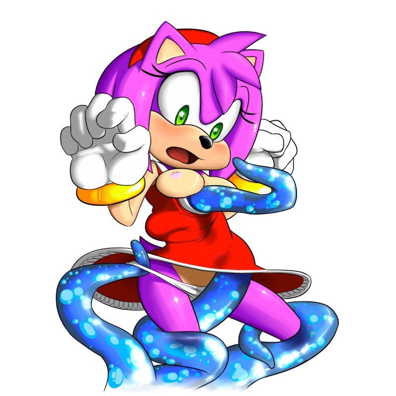 anthro blush breasts clothed clothing clothing_pull dress dress_pull embarrassed female fur green_eyes nipples open_mouth panties panty_pull pink_body pink_fur red_clothing red_dress solo tentacles underwear underwear_pull upskirt white_clothing white_panties white_underwear ravrous sega sonic_the_hedgehog_(series) amy_rose eulipotyphlan hedgehog mammal 1:1 hi_res