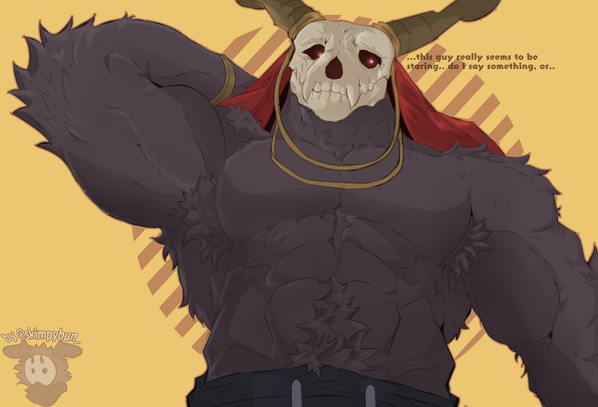 armpit_hair biceps body_hair bone bottomwear clothed clothing fur happy_trail male muscular muscular_male pants pants_only pecs skull skull_head text topless skimpybun elias_ainsworth digital_drawing_(artwork) digital_media_(artwork) english_text hi_res