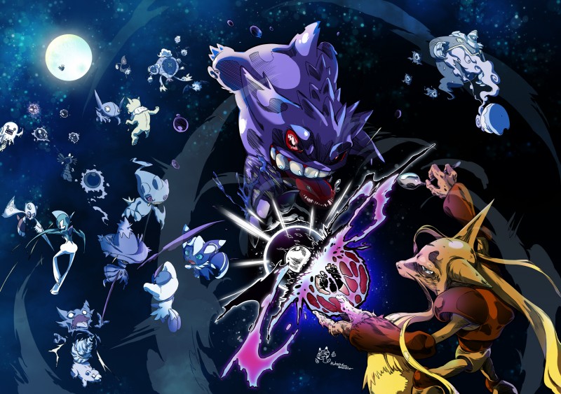 ambiguous_gender battle detailed_background group large_group moon night bandai_namco digimon nintendo pokemon alakazam bakemon banette bat digimon_(species) drifblim drifloon dusknoir froslass gallade gastly generation_1_pokemon generation_3_pokemon generation_4_pokemon generation_5_pokemon generation_6_pokemon gengar gothitelle haunter humanoid hypno_(pokemon) litwick mammal meowstic mismagius musharna pokemon_(species) sableye shedinja slowbro woobat yamask absurd_res crossover hi_res