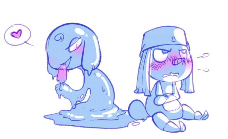 angry blush duo eye_roll food genitals heart_symbol licking male male/male oral penis popsicle sitting slime snowman tongue tongue_out tourmalice sgt._frog giruru yukiki amphibian goo_creature keronian digital_media_(artwork)