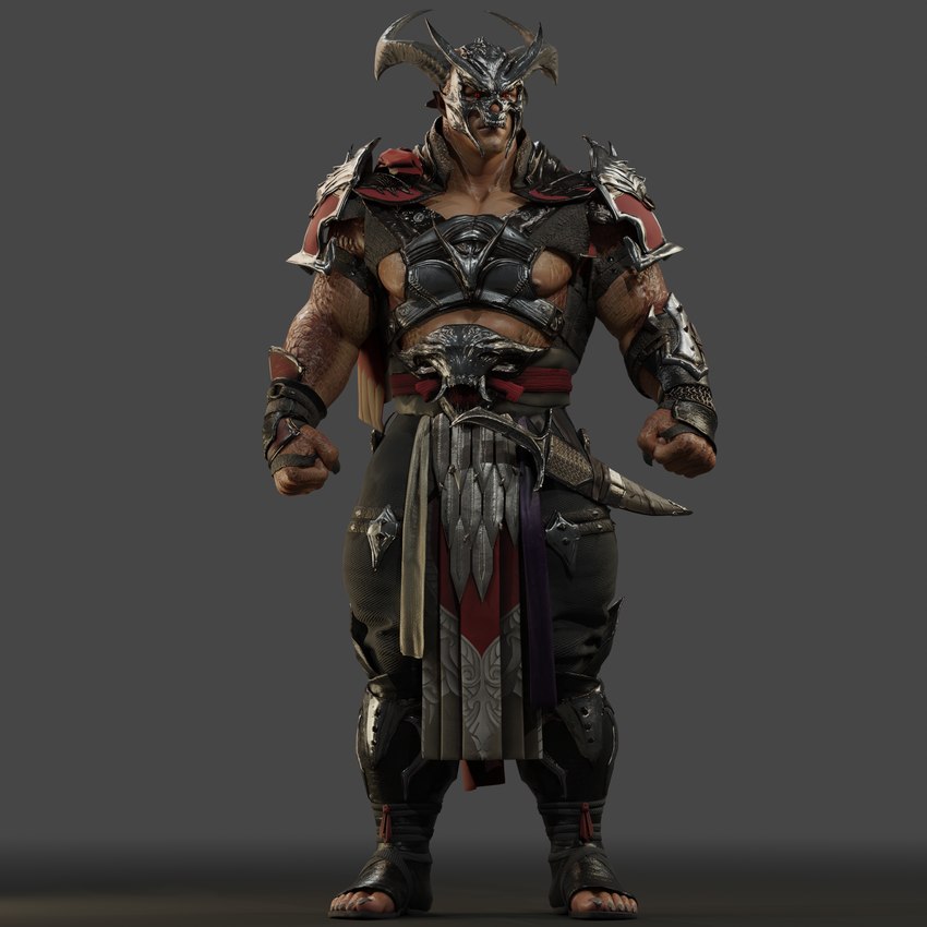 2_horns abs armor horn looking_at_viewer male muscular muscular_humanoid muscular_male nipples pecs red_eyes scales solo voluox mortal_kombat mortal_kombat_1 mythology shao_kahn animal_humanoid dragon dragon_humanoid humanoid mythological_creature mythological_scalie scalie 1:1 3d_(artwork) absurd_res digital_media_(artwork) hi_res