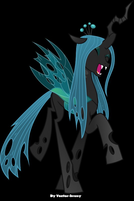 eyeshadow fangs female green_hair hair horn makeup outline simple_background solo teeth transparent_background vector vector-brony friendship_is_magic hasbro my_little_pony queen_chrysalis_(mlp) arthropod changeling 2018 absurd_res alpha_channel full-length_portrait hi_res portrait