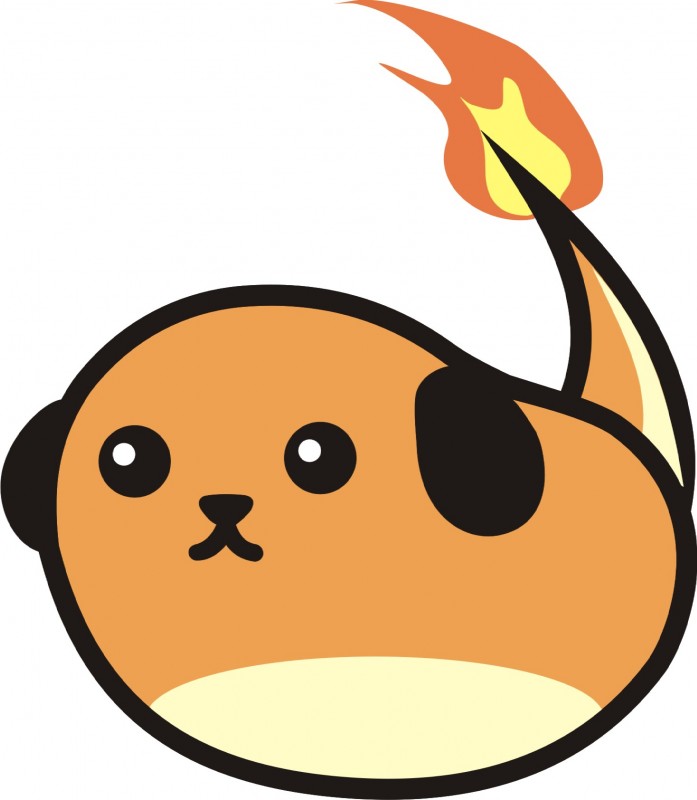 :< ambiguous_gender bean fire flaming_tail food parody simple_background solo tail white_background miyukx mameshiba nintendo pokemon bean_(mameshiba) canid canine canis charmander domestic_dog generation_1_pokemon mammal pokemon_(species) hi_res source_request