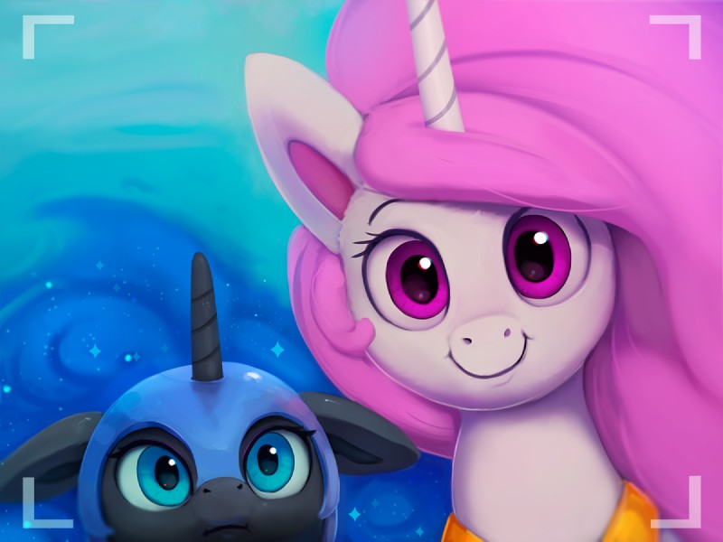 armor blue_eyes collar daww duo female feral hair headgear helmet horn looking_at_viewer photo pink_eyes pink_hair selfie smile toony rodrigues404 friendship_is_magic hasbro my_little_pony mythology nightmare_moon_(mlp) princess_celestia_(mlp) equid equine mammal mythological_creature mythological_equine unicorn 2017 4:3