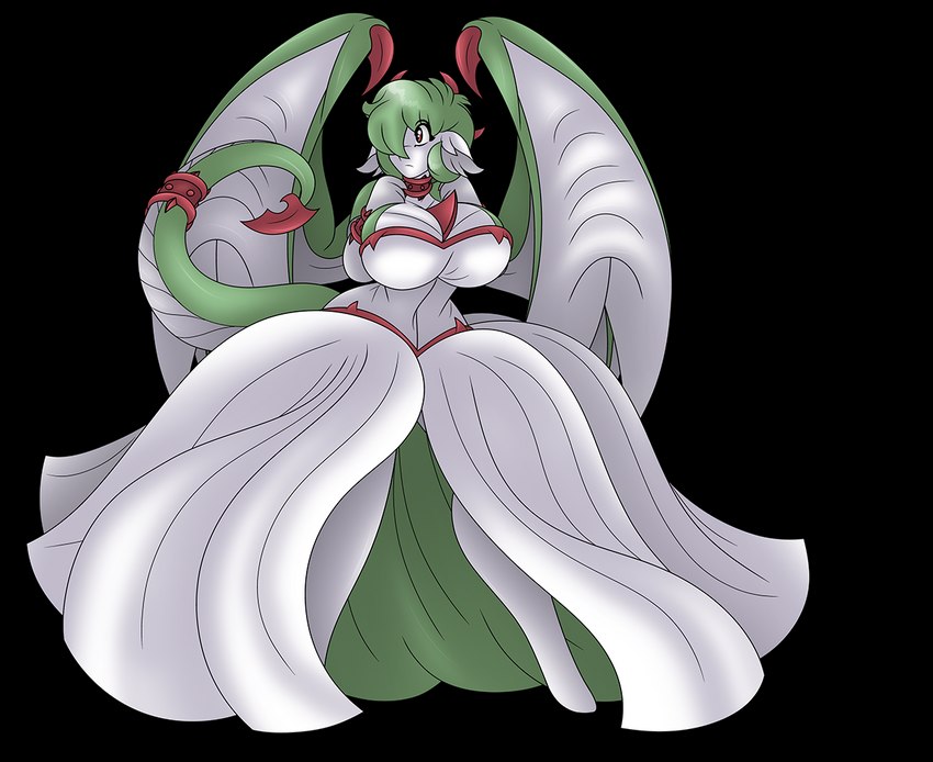 accessory ball_gown big_breasts big_wings breasts brown_eyes chest_spike clothed clothing collar dragon_tail dragon_wings dress eyelashes female furgonomics gender_transformation green_body green_hair hair looking_back mtf_transformation simple_background solo species_transformation spikes spikes_(anatomy) tail tail_accessory transformation transparent_background white_body wings aakashi mythology nintendo pokemon dragon gardevoir generation_3_pokemon humanoid hybrid mythological_creature mythological_scalie pokemon_(species) scalie alpha_channel colored